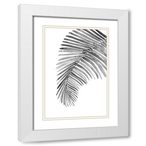 Palm leaf in loose watercolor bw White Modern Wood Framed Art Print with Double Matting by Laiz Blursbyai, Rosana