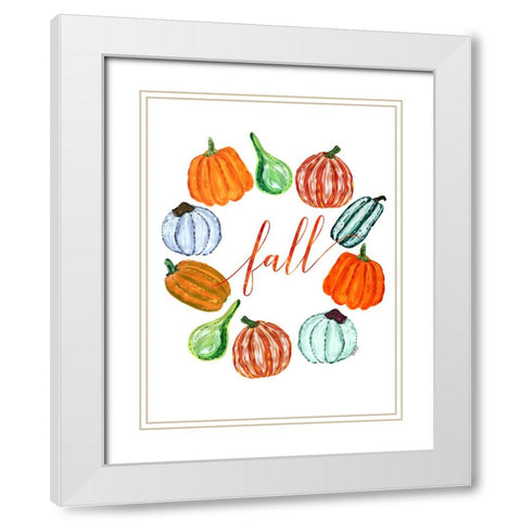 Fall pumkins White Modern Wood Framed Art Print with Double Matting by Laiz Blursbyai, Rosana