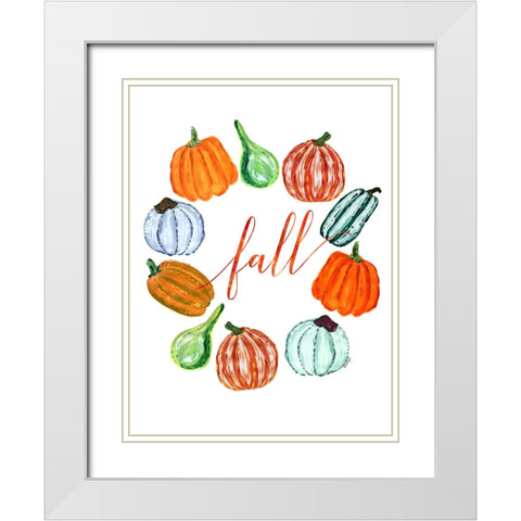 Fall pumkins White Modern Wood Framed Art Print with Double Matting by Laiz Blursbyai, Rosana