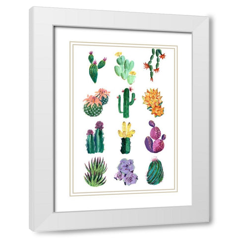 Collection of cacti White Modern Wood Framed Art Print with Double Matting by Laiz Blursbyai, Rosana