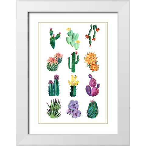 Collection of cacti White Modern Wood Framed Art Print with Double Matting by Laiz Blursbyai, Rosana