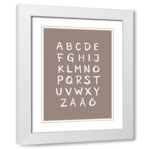 ABC Toothy Brun White Modern Wood Framed Art Print with Double Matting by Eleonora, Aminah