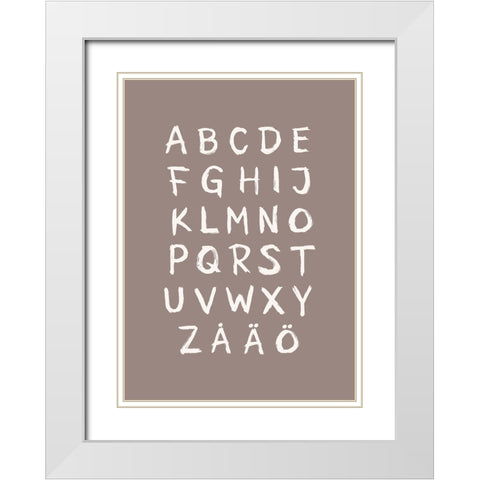 ABC Toothy Brun White Modern Wood Framed Art Print with Double Matting by Eleonora, Aminah