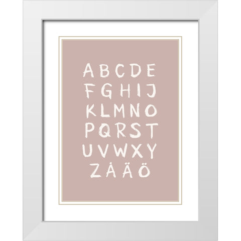 ABC Toothy Rosa White Modern Wood Framed Art Print with Double Matting by Eleonora, Aminah