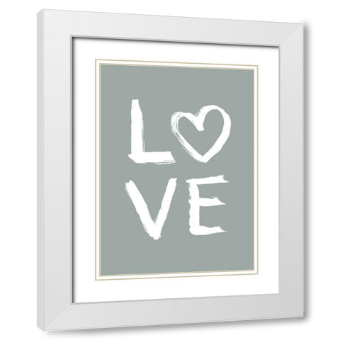 LOVE Toothy Green White Modern Wood Framed Art Print with Double Matting by Eleonora, Aminah