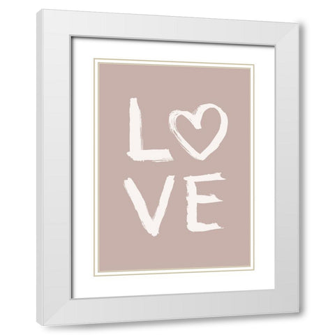 LOVE Toothy Pink White Modern Wood Framed Art Print with Double Matting by Eleonora, Aminah