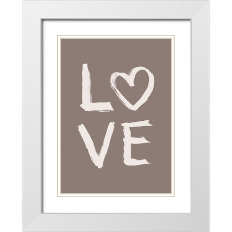 LOVE Toothy Brown White Modern Wood Framed Art Print with Double Matting by Eleonora, Aminah