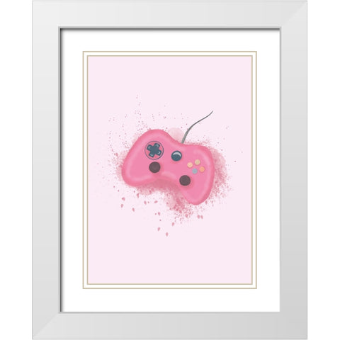 Gamer Splash Pink White Modern Wood Framed Art Print with Double Matting by Eleonora, Aminah