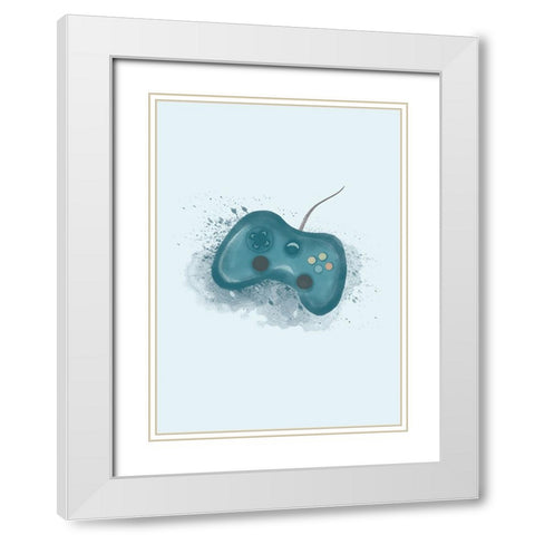 Gamer Splash Blue White Modern Wood Framed Art Print with Double Matting by Eleonora, Aminah