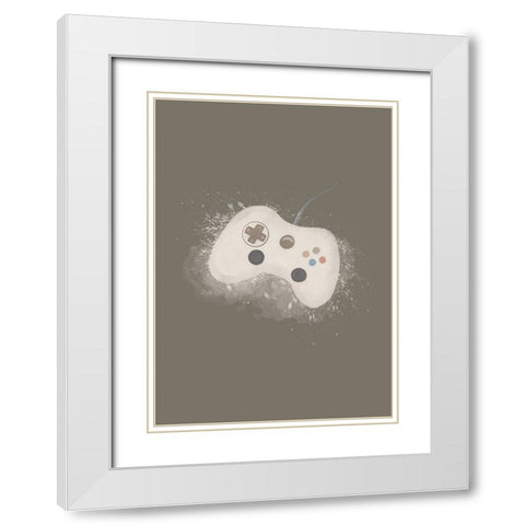 Gamer Splash Neutral White Modern Wood Framed Art Print with Double Matting by Eleonora, Aminah
