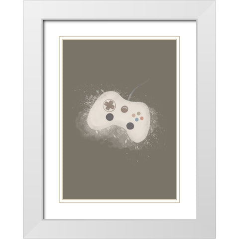 Gamer Splash Neutral White Modern Wood Framed Art Print with Double Matting by Eleonora, Aminah