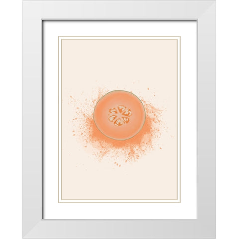 Cantaloupe Splash White Modern Wood Framed Art Print with Double Matting by Eleonora, Aminah
