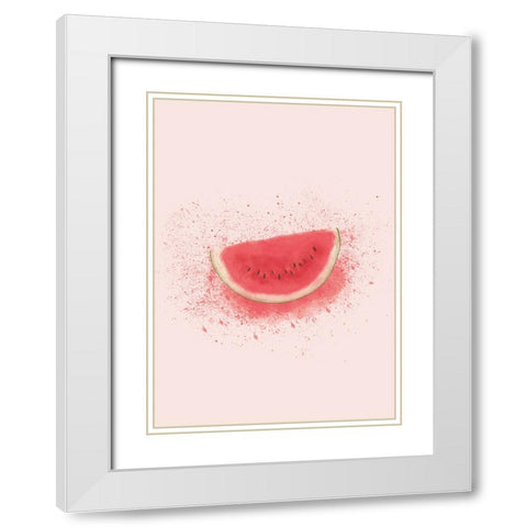 Watermelon Splash White Modern Wood Framed Art Print with Double Matting by Eleonora, Aminah