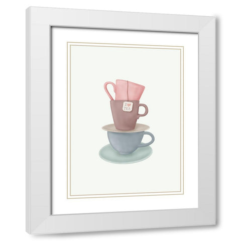 I Love TEA White Modern Wood Framed Art Print with Double Matting by Eleonora, Aminah