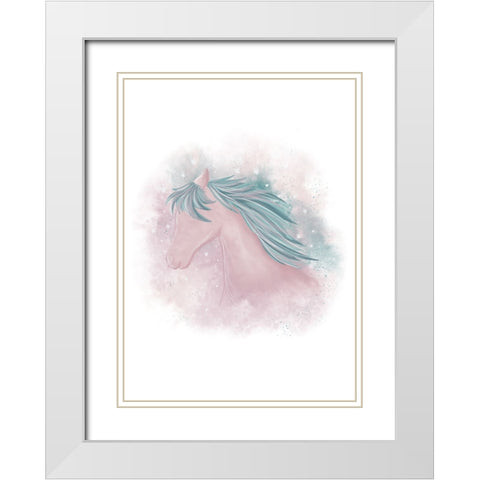 Dreamy Horse White Modern Wood Framed Art Print with Double Matting by Eleonora, Aminah