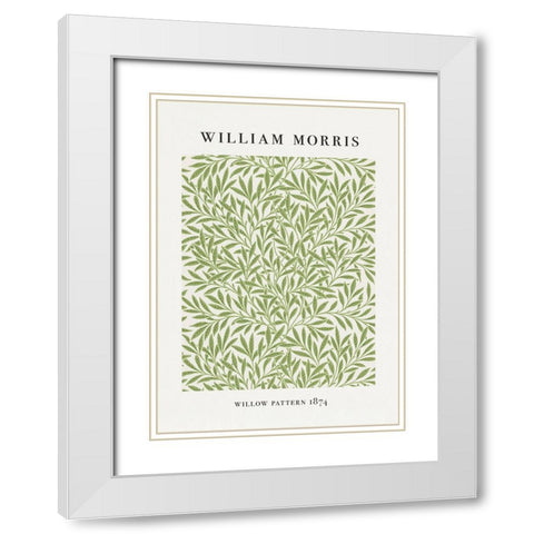 Willow Pattern White Modern Wood Framed Art Print with Double Matting by Pictufy
