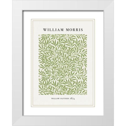 Willow Pattern White Modern Wood Framed Art Print with Double Matting by Pictufy