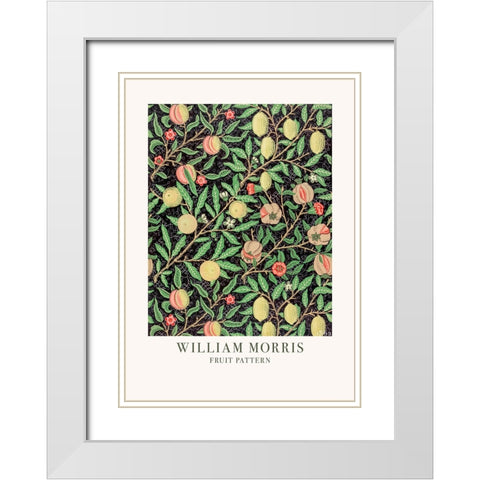 Fruit Pattern White Modern Wood Framed Art Print with Double Matting by Pictufy