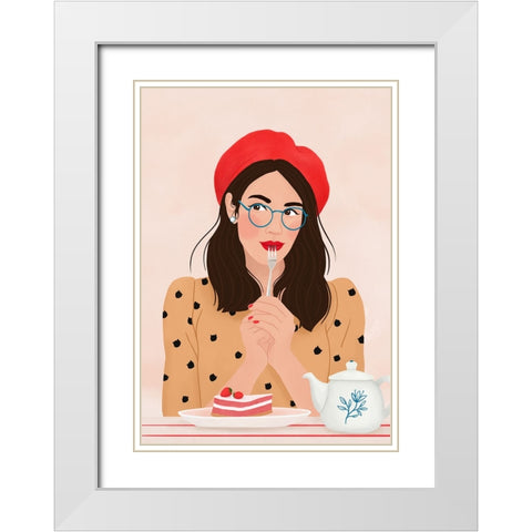 French Cafe White Modern Wood Framed Art Print with Double Matting by Holikova, Petra