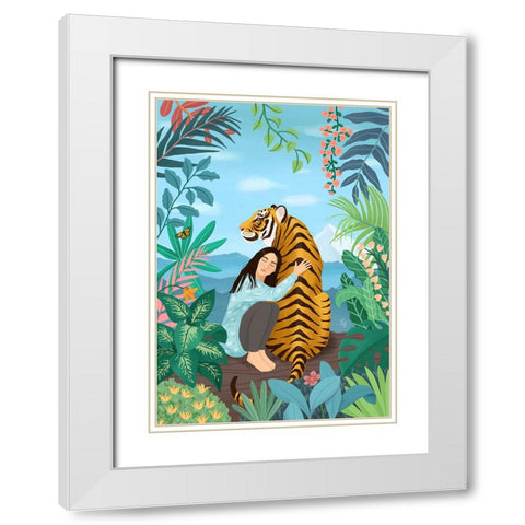 Tiger White Modern Wood Framed Art Print with Double Matting by Holikova, Petra