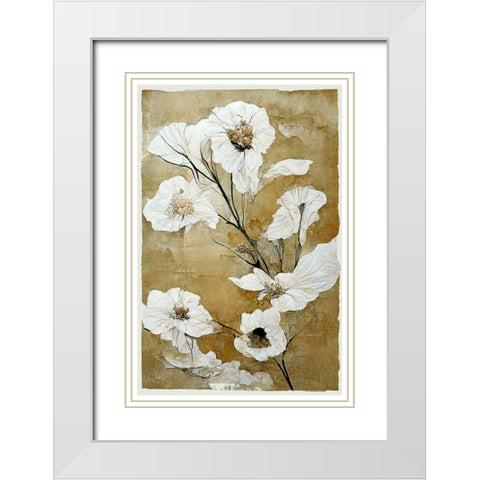 White Dry Flowers White Modern Wood Framed Art Print with Double Matting by Treechild