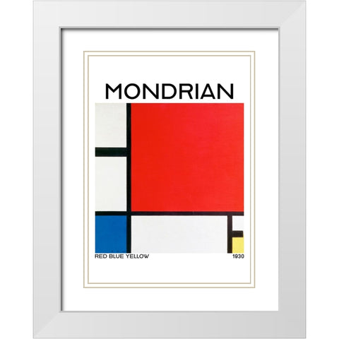 Composition with Red - Blue - and Yellow 1930 White Modern Wood Framed Art Print with Double Matting by Pictufy