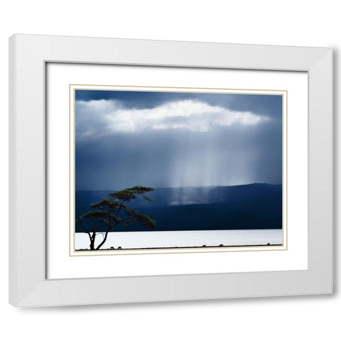 Clouds Over Lake Naivasha White Modern Wood Framed Art Print with Double Matting by Flour, Piet