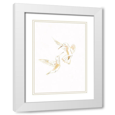 Gold Hummingbird Line art Silhouettes 4 White Modern Wood Framed Art Print with Double Matting by Manovski, Sarah