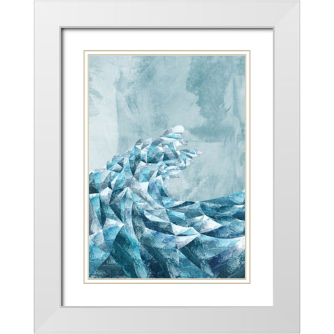 Geometric Metallic Silver Wave White Modern Wood Framed Art Print with Double Matting by Manovski, Sarah