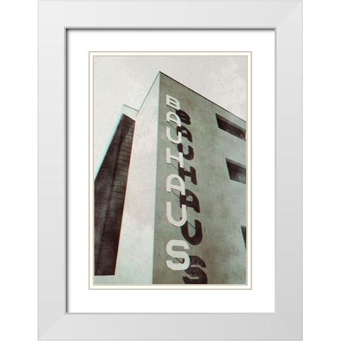 Bauhaus Dessau architecture in vintage magazine style I White Modern Wood Framed Art Print with Double Matting by Laiz Blursbyai, Rosana