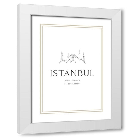 Istanbul coordinates White Modern Wood Framed Art Print with Double Matting by Laiz Blursbyai, Rosana
