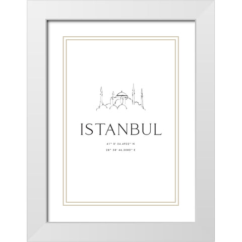 Istanbul coordinates White Modern Wood Framed Art Print with Double Matting by Laiz Blursbyai, Rosana