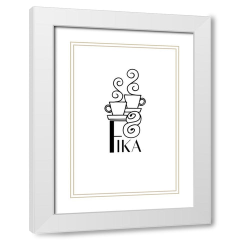 Fika line art illustration White Modern Wood Framed Art Print with Double Matting by Laiz Blursbyai, Rosana