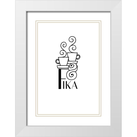 Fika line art illustration White Modern Wood Framed Art Print with Double Matting by Laiz Blursbyai, Rosana