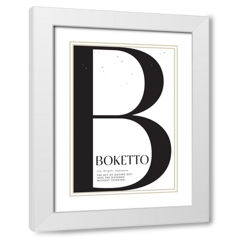 Boketto definition gazing out into the distance White Modern Wood Framed Art Print with Double Matting by Laiz Blursbyai, Rosana