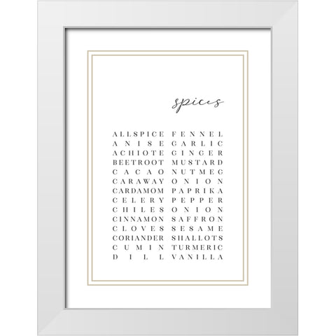 List of spices White Modern Wood Framed Art Print with Double Matting by Laiz Blursbyai, Rosana