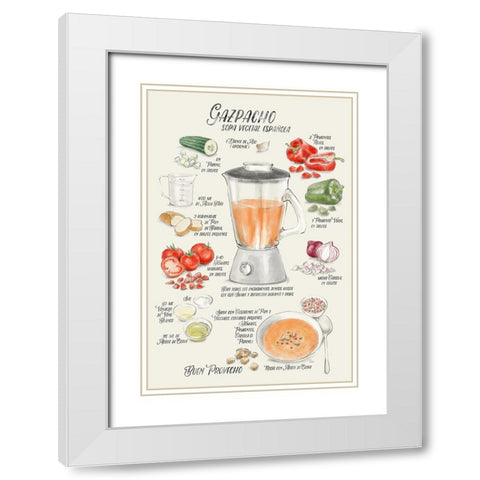 Gazpacho illustrated recipe in Spanish White Modern Wood Framed Art Print with Double Matting by Laiz Blursbyai, Rosana