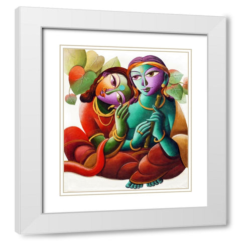 KRISHNA@16 White Modern Wood Framed Art Print with Double Matting by Mukherjee, Dhananjoy