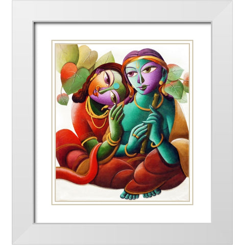 KRISHNA@16 White Modern Wood Framed Art Print with Double Matting by Mukherjee, Dhananjoy