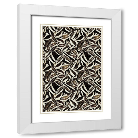 Brown Leafs Pattern White Modern Wood Framed Art Print with Double Matting by Treechild
