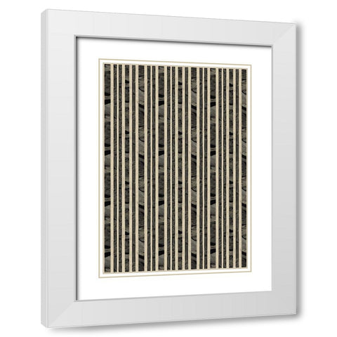 Beige Striped Pattern White Modern Wood Framed Art Print with Double Matting by Treechild