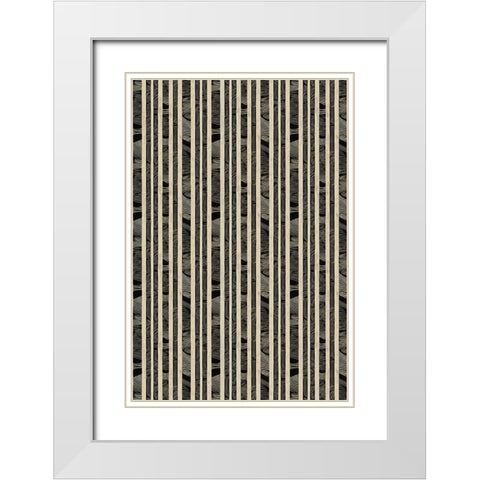 Beige Striped Pattern White Modern Wood Framed Art Print with Double Matting by Treechild