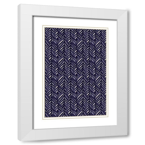Indigo Blue Pattern White Modern Wood Framed Art Print with Double Matting by Treechild