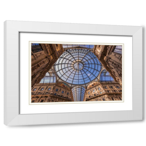 Blue Dome White Modern Wood Framed Art Print with Double Matting by Bouscarle, David