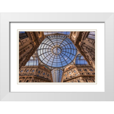 Blue Dome White Modern Wood Framed Art Print with Double Matting by Bouscarle, David