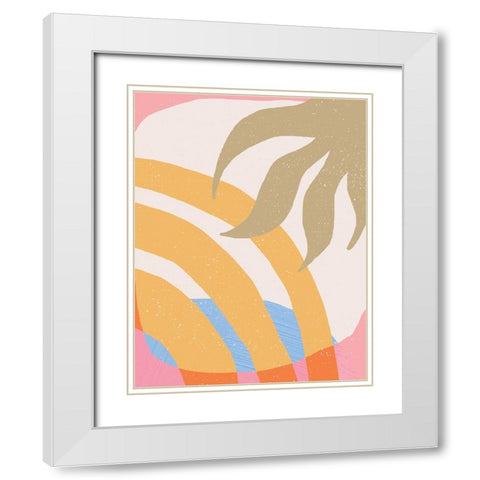 Sun and Botanics White Modern Wood Framed Art Print with Double Matting by Demir, Aylin