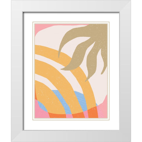 Sun and Botanics White Modern Wood Framed Art Print with Double Matting by Demir, Aylin