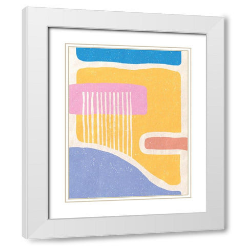 Geometrical Face White Modern Wood Framed Art Print with Double Matting by Demir, Aylin