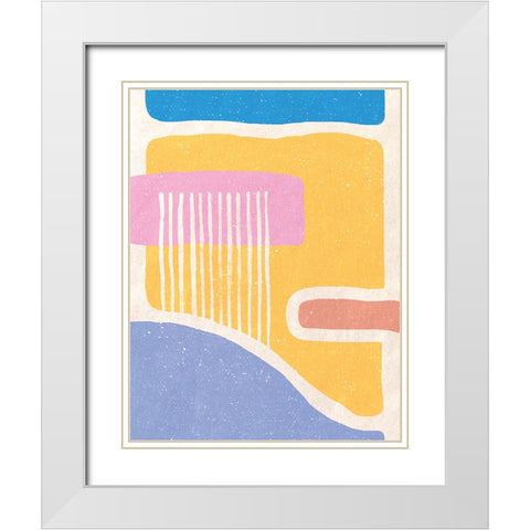 Geometrical Face White Modern Wood Framed Art Print with Double Matting by Demir, Aylin