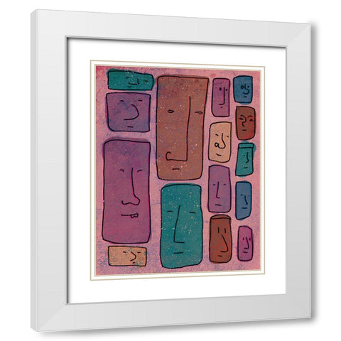 Faces White Modern Wood Framed Art Print with Double Matting by Demir, Aylin